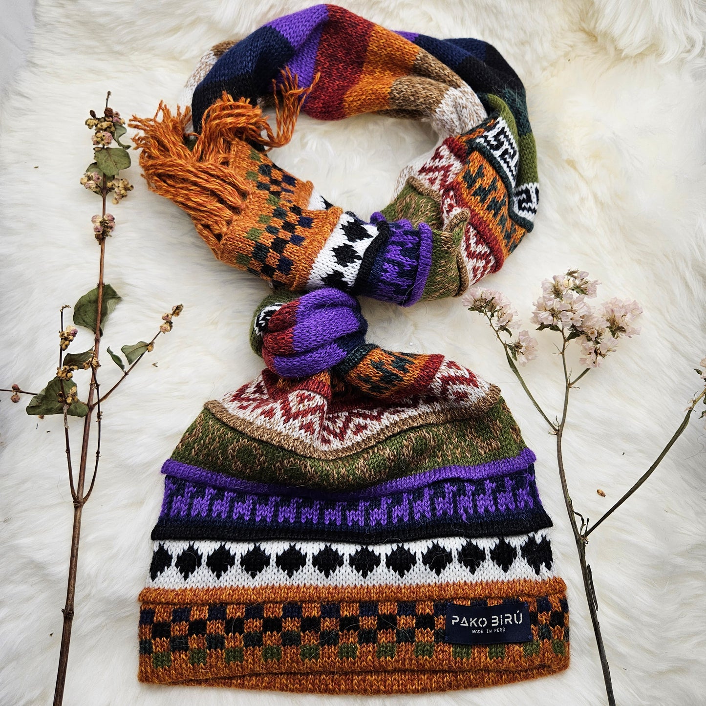 Ayllu – Peruaanse Alpaca Combi Muts/Sjaal