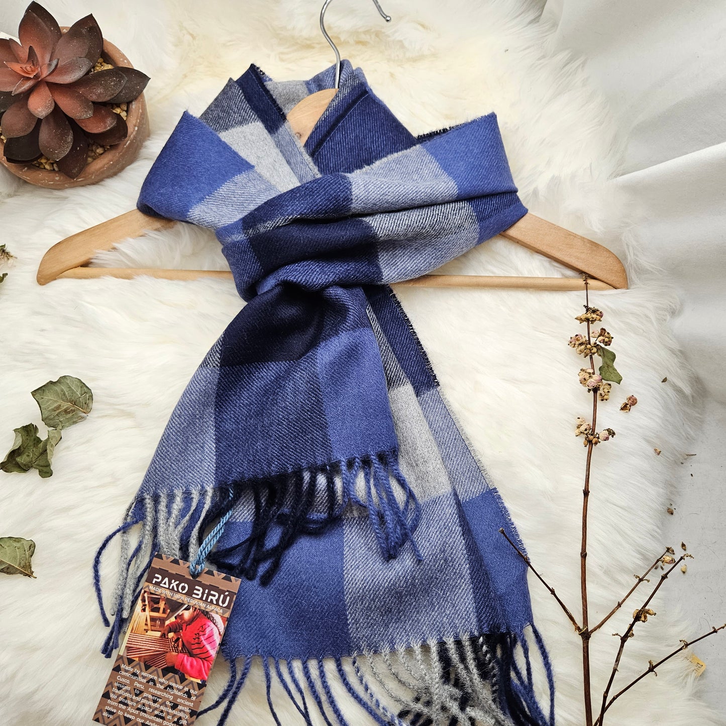 Camila - Premium geruite baby-alpacasjaal