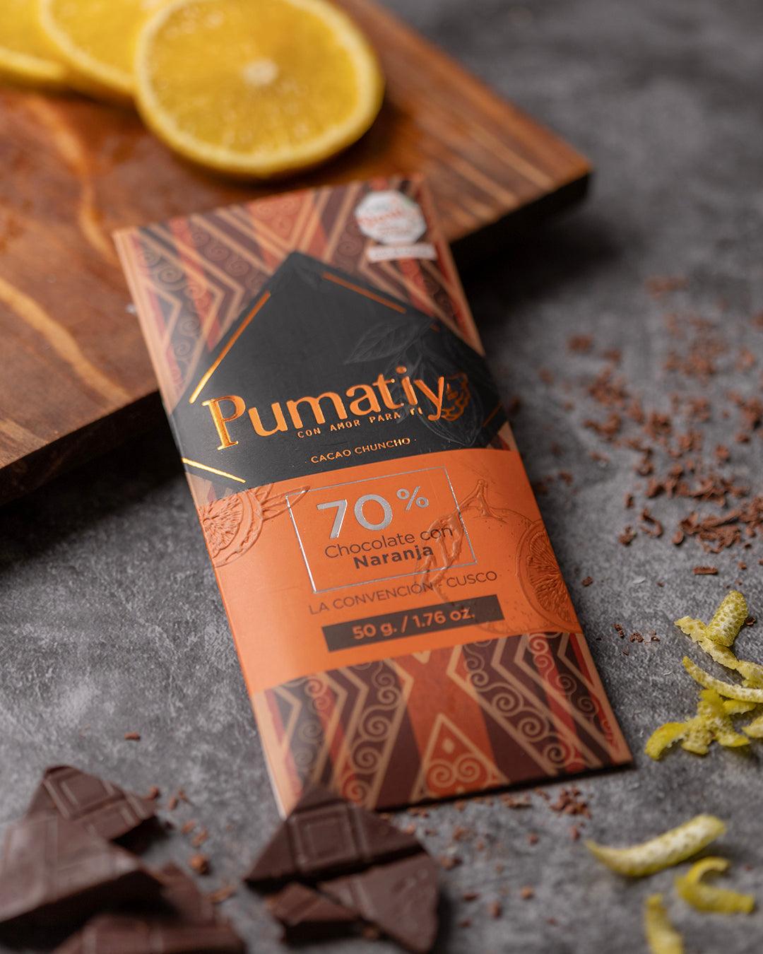 Chocolade 70% Chuncho Cacao + Sinaasappel | 50g