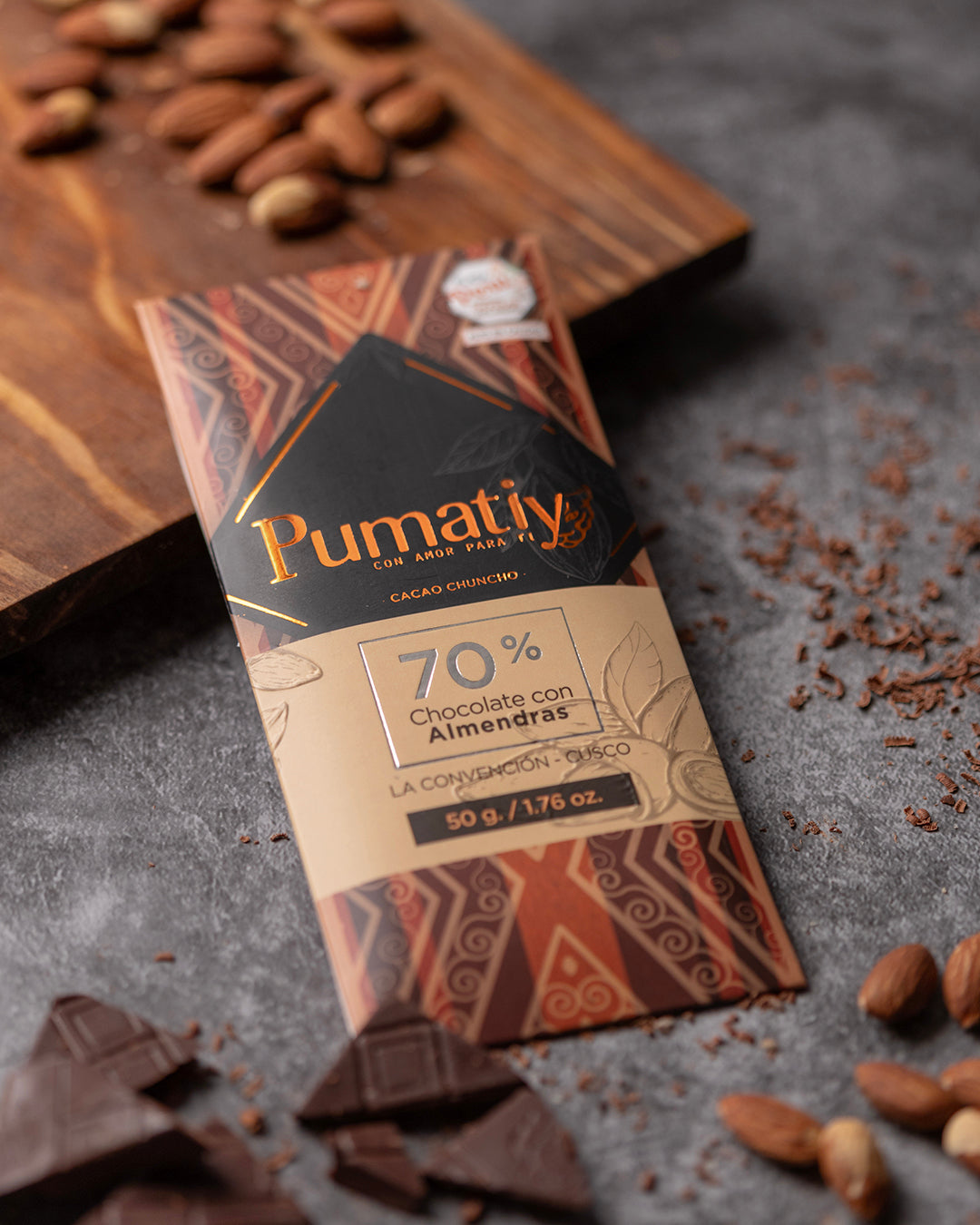 Chocolade 70% Chuncho Cacao + Amandelen | 50g