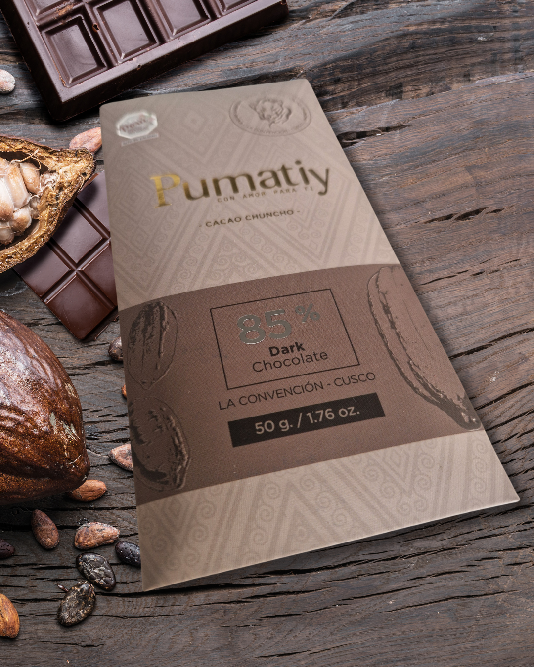 Chocolade 85% Chuncho cacao | Puur Chocolade | 50g